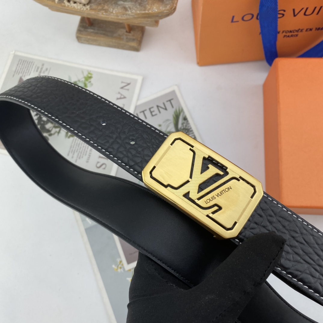 LV男士花皮腰带38mm双面进口皮可