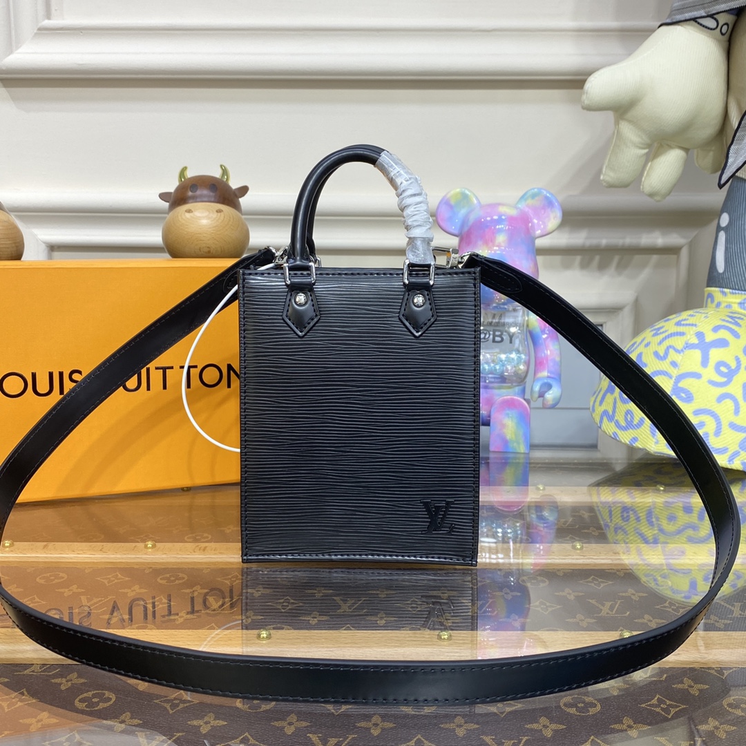 High Quality Replica
 Louis Vuitton LV Sac Plat Bags Handbags Black Epi M69441