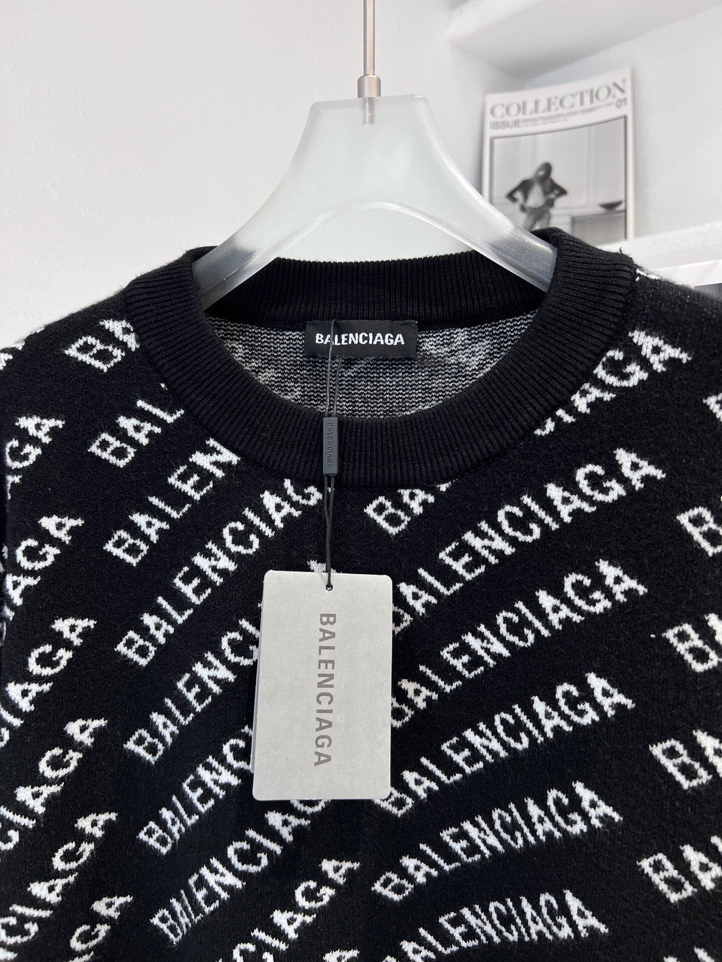 230 Balenciaga巴黎世家弹幕提花针织毛衣