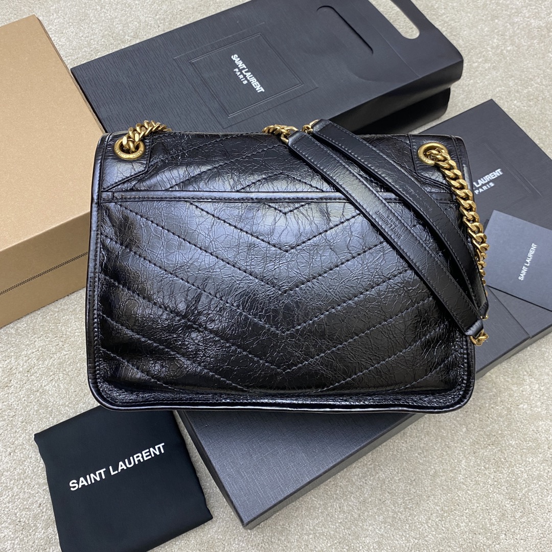 Saint Laurent 28cm油腊黑皮/古金 NIKI 爆裂纹 超多明星 同款