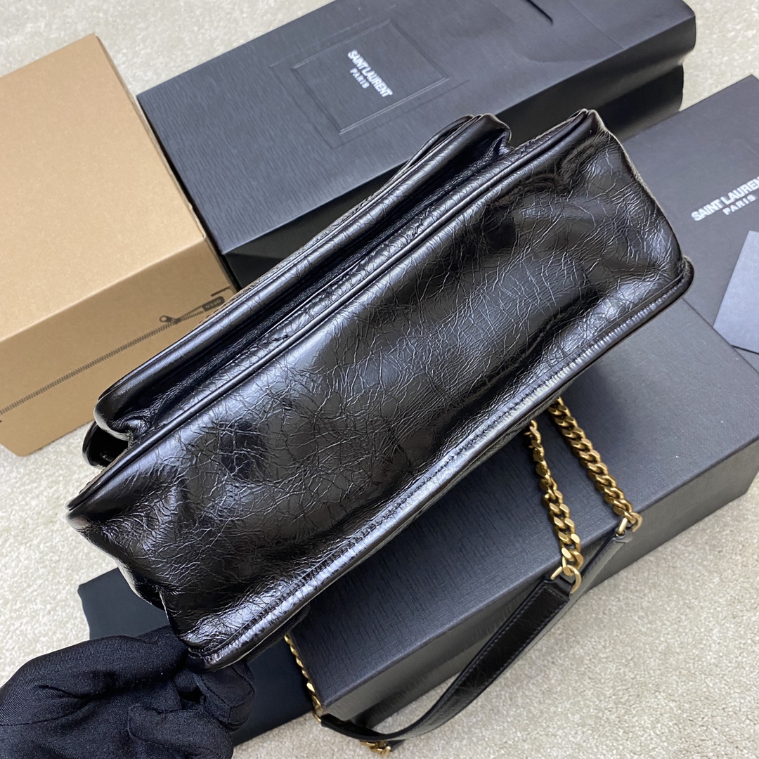 Saint Laurent 28cm油腊黑皮/古金 NIKI 爆裂纹 超多明星 同款