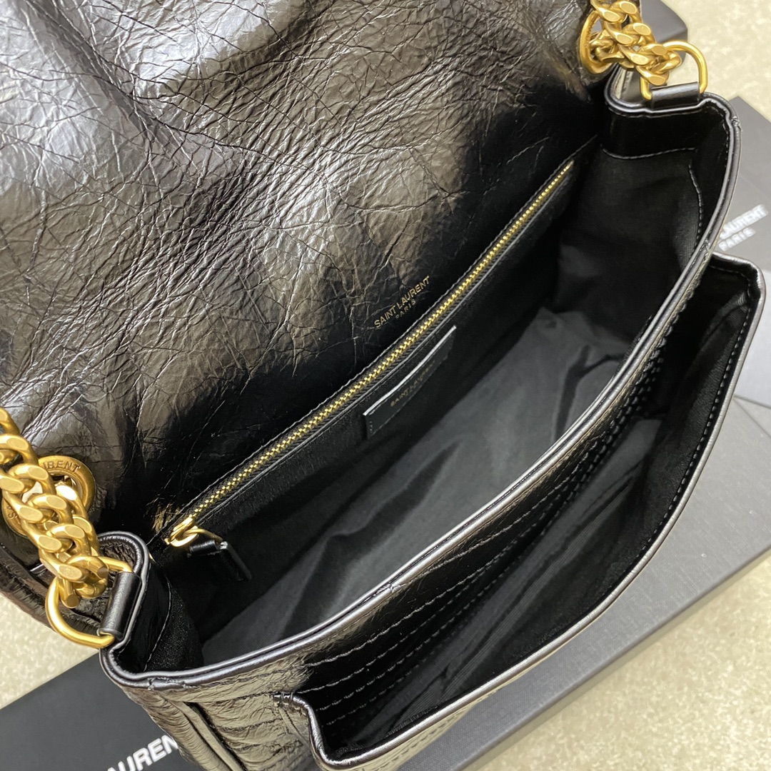 Saint Laurent 28cm油腊黑皮/古金 NIKI 爆裂纹 超多明星 同款
