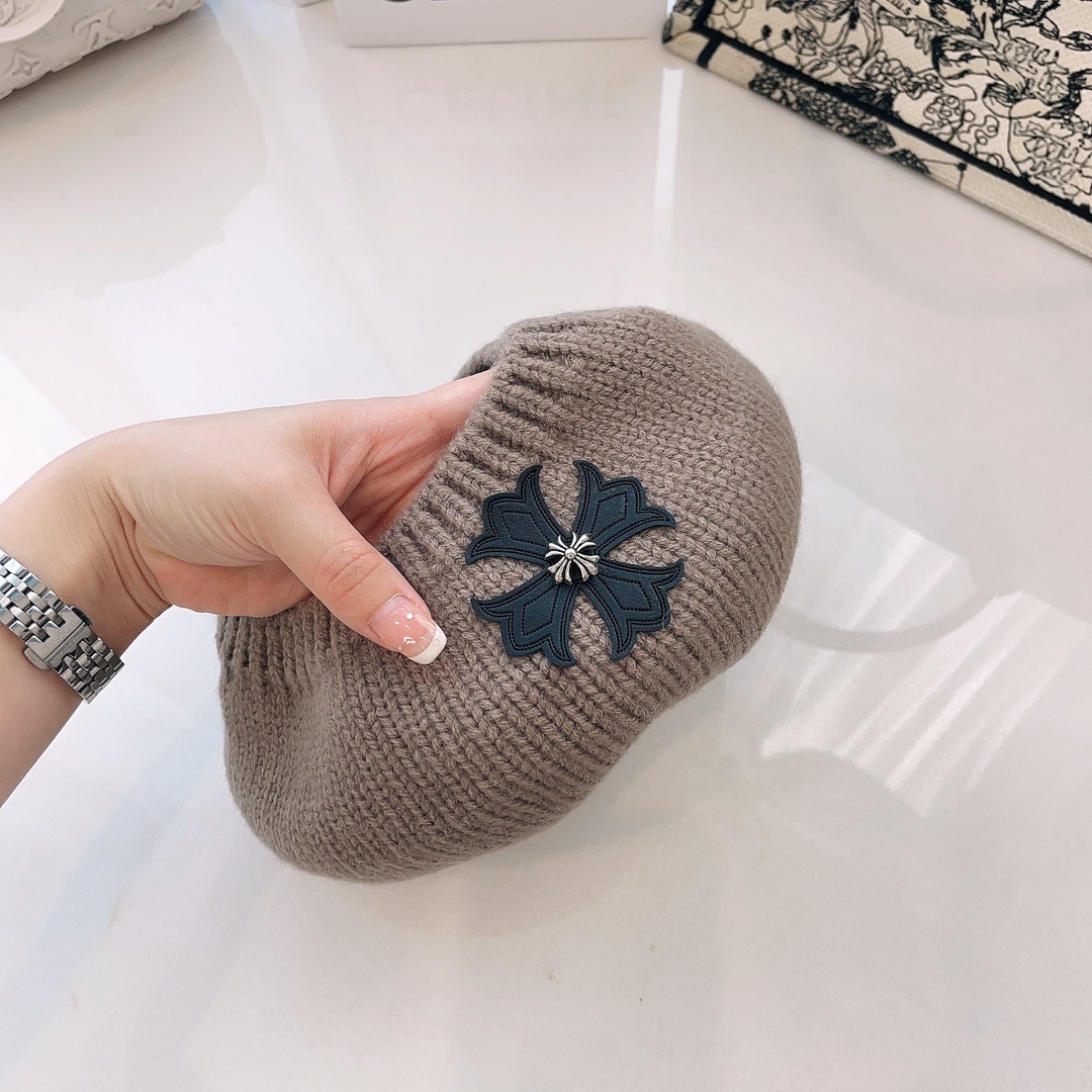 [Chrome Hearts Hats]Croxin Autumn and Winter Knitted Cotton Beret retro fashio