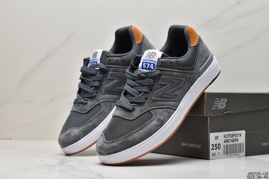 AM574 Classic Retro Low Top Casual Sports Skateboard Shoes ”Suede Light Gray White Black” AM574GREY