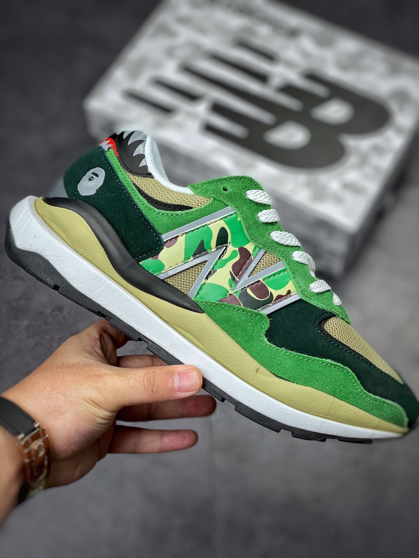 Bape x New Balance NB5740 series retro casual jogging shoes