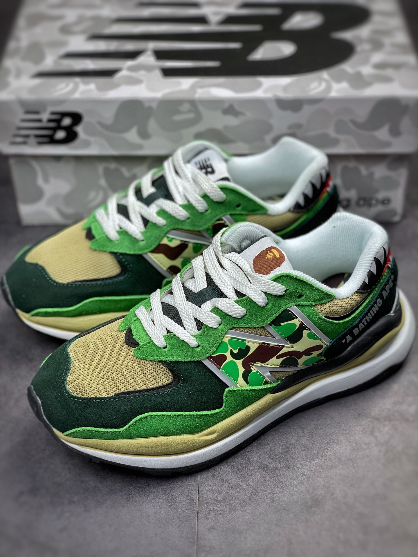 Bape x New Balance NB5740 series retro casual jogging shoes