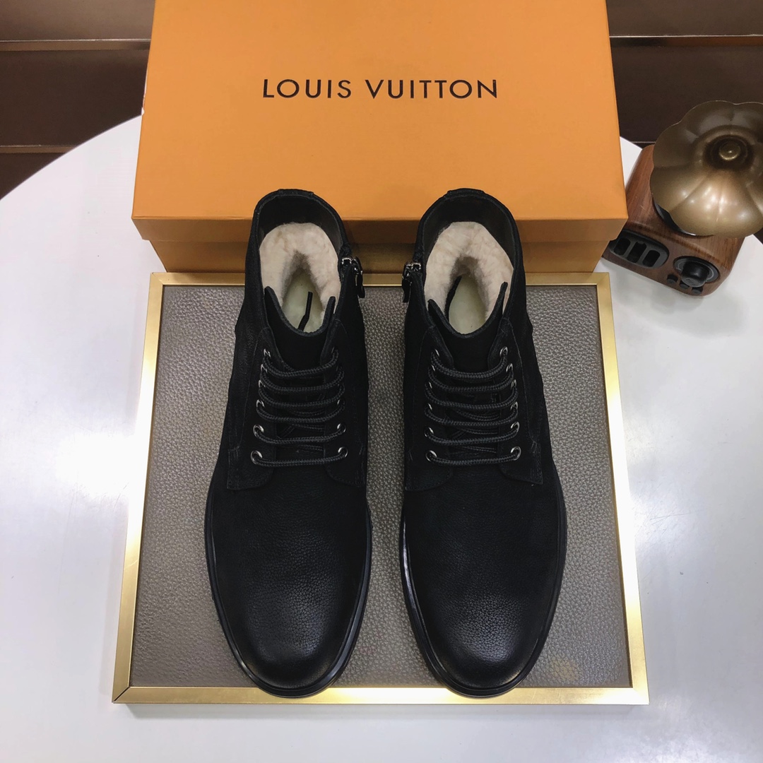Fábrica 【LOUIS VUITTON】 (forro de lana) Zapatillas altas LV. Mismo estilo que el sitio web oficial de Louis V…