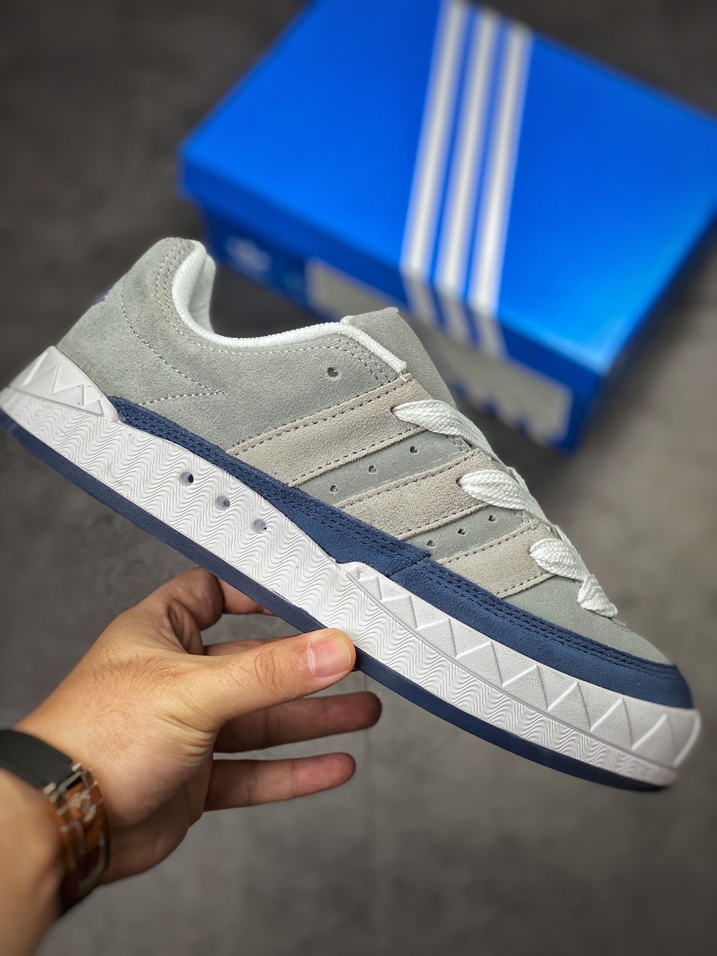 Adidas Adimatic series gray dark blue retro classic shark bread shoes H9915