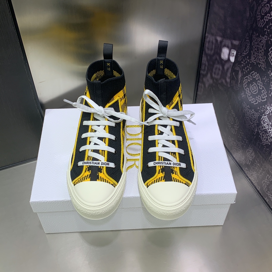 Online Sale
 Dior Shoes Sneakers Yellow Cotton Knitting Summer Collection Low Tops