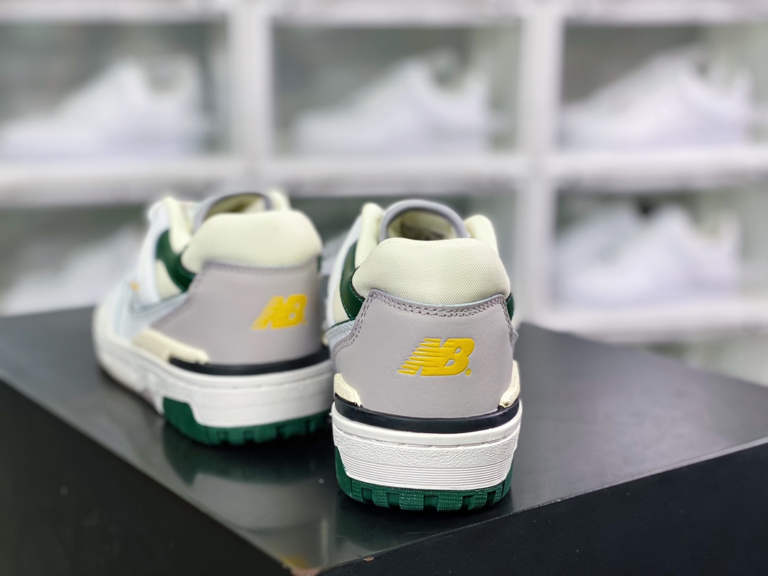 NB BB550 Series Classic Retro Low Top Casual Sports Basketball Shoes ”Leather White Gray Dark Green Yellow” BB550PWC