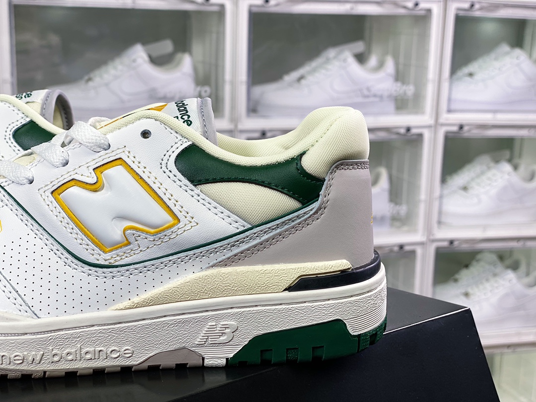 NB BB550 Series Classic Retro Low Top Casual Sports Basketball Shoes ”Leather White Gray Dark Green Yellow” BB550PWC