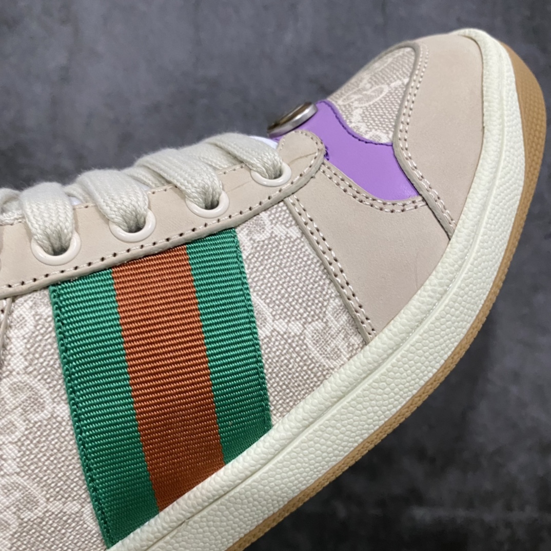 图片[6]-顶级代购版 Gucci做旧小脏鞋 ZP开发 原版开模 金属双G水晶圆柱形标 Gucci原版纹织带 真正水洗布标 鞋面擦色牛皮拼接经典双G布面料，皮面切口全油边封口工艺，原版毛巾布里细腻柔软更舒适透气，垫脚乳胶注塑一体，私模钢印，双色原版TPU大底(下层宽，上层窄) 配进口原版四边封干燥剂、原版18股鞋带，绿色盒子，与专柜配套包装一致 尺码：女34-40 男38-45-选品中心