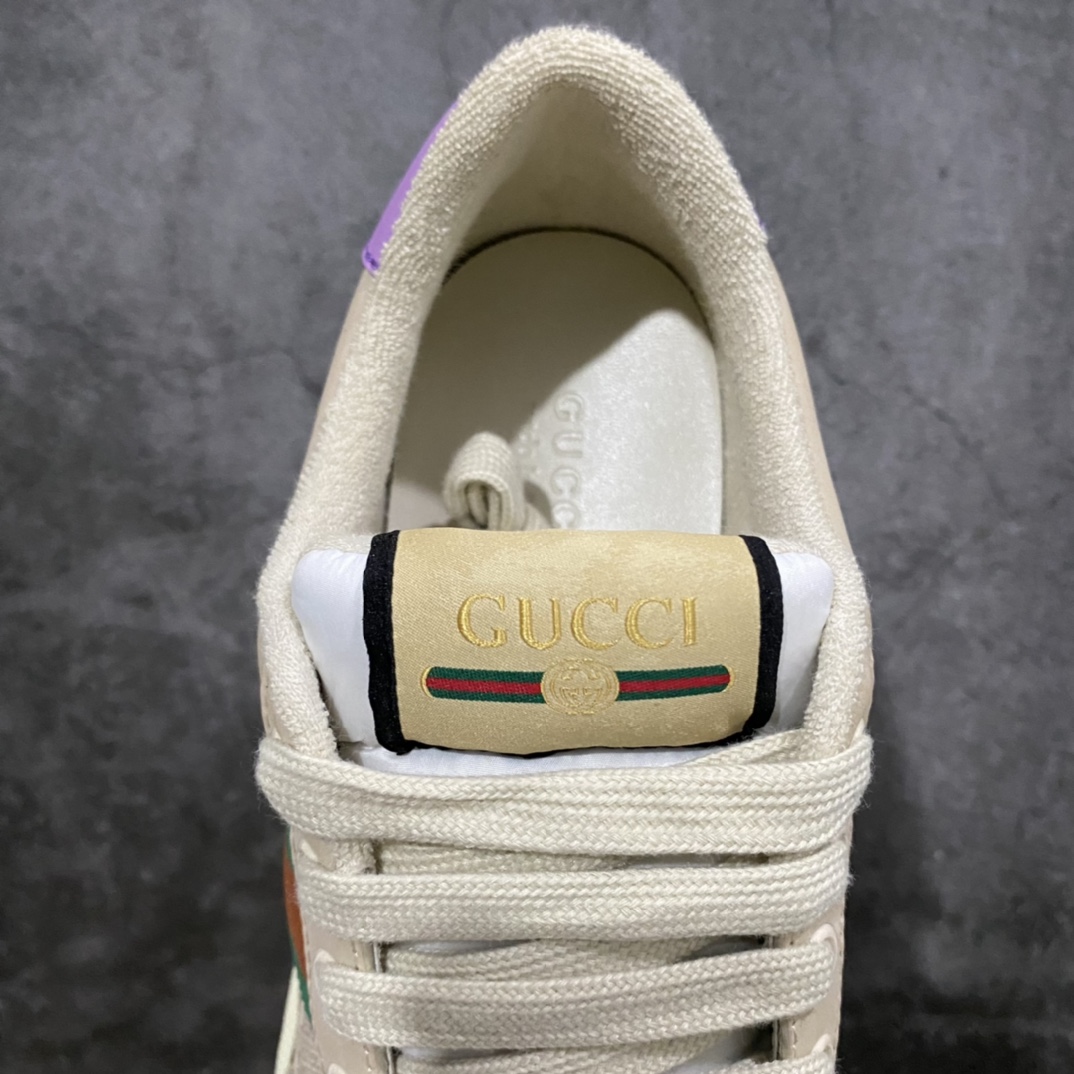 图片[8]-顶级代购版 Gucci做旧小脏鞋 ZP开发 原版开模 金属双G水晶圆柱形标 Gucci原版纹织带 真正水洗布标 鞋面擦色牛皮拼接经典双G布面料，皮面切口全油边封口工艺，原版毛巾布里细腻柔软更舒适透气，垫脚乳胶注塑一体，私模钢印，双色原版TPU大底(下层宽，上层窄) 配进口原版四边封干燥剂、原版18股鞋带，绿色盒子，与专柜配套包装一致 尺码：女34-40 男38-45-选品中心