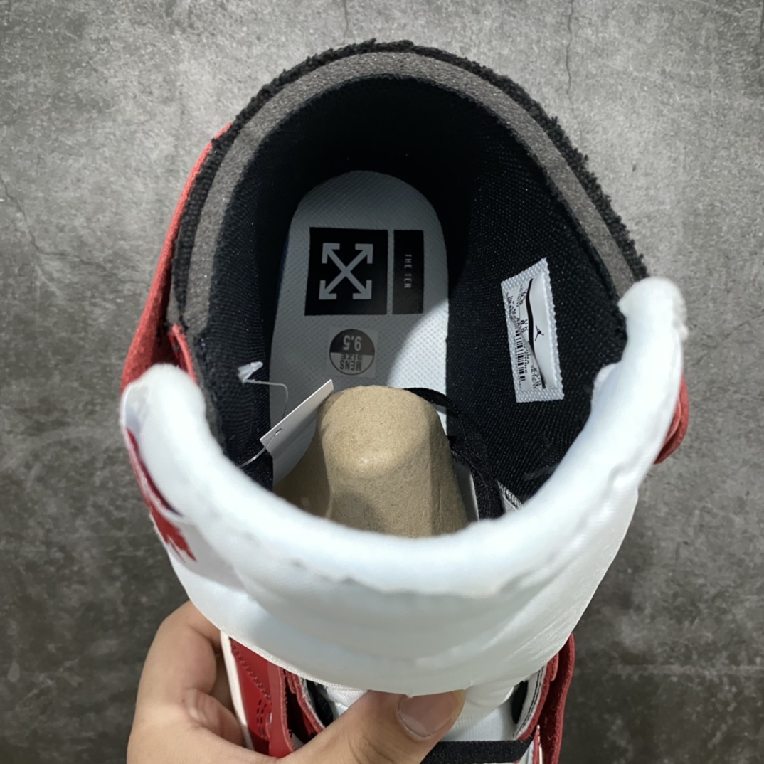 图片[9]-OG纯原 OFF-WHITE x Air Jordan AJ1 OW联名芝加哥白红 AA3834-101 原盒原配 鞋面网纱、后跟港宝等材料 均采购来自原厂 针车孔深度 标语字体大小间距 侧边外露海绵 极致还原乱真 所有模具原鞋拆解开发 打造市售最强版本 尺码：36 36.5 37.5 38 38.5 39 40 40.5 41 42 42.5 43 44 44.5 45 46 47.5-选品中心