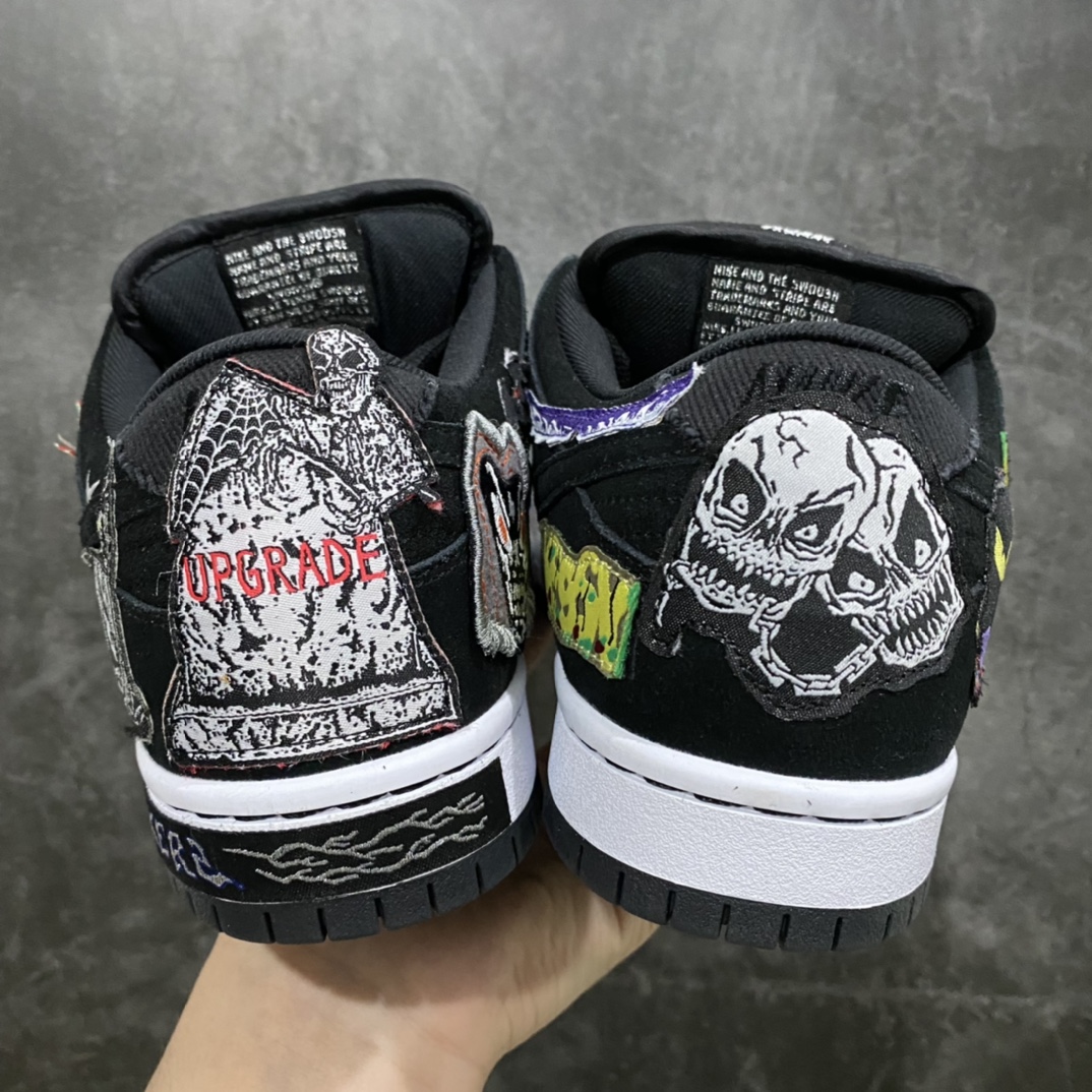 图片[5]-Top版本Neckface x NK SB Dunk Low 万圣节 联名款低帮运动休闲板鞋 DQ4488-001 该款黑色底座上覆盖着头骨、恶魔、 蝙蝠、墓碑、蛇和其他令人毛骨悚然的图案 其他细节包括闪电图案和左中底后部的\”SHOCKERS”字样 尺码：36 36.5 37.5 38 38.5 39 40 40.5 41 42 42.5 43 44 44.5 45 46 47.5-选品中心