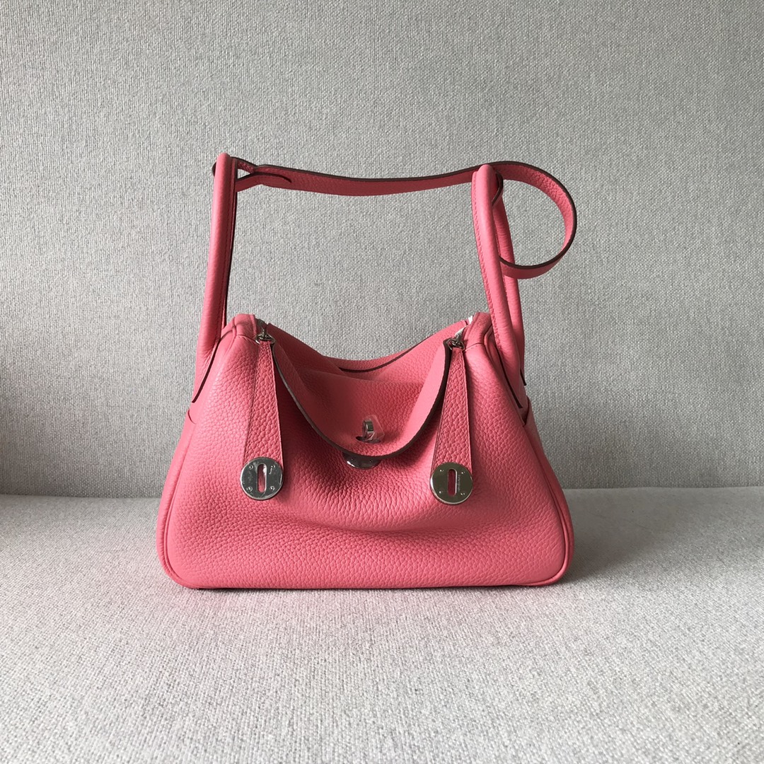 Hermes Lindy Crossbody & Shoulder Bags Dark Pink Silver Hardware