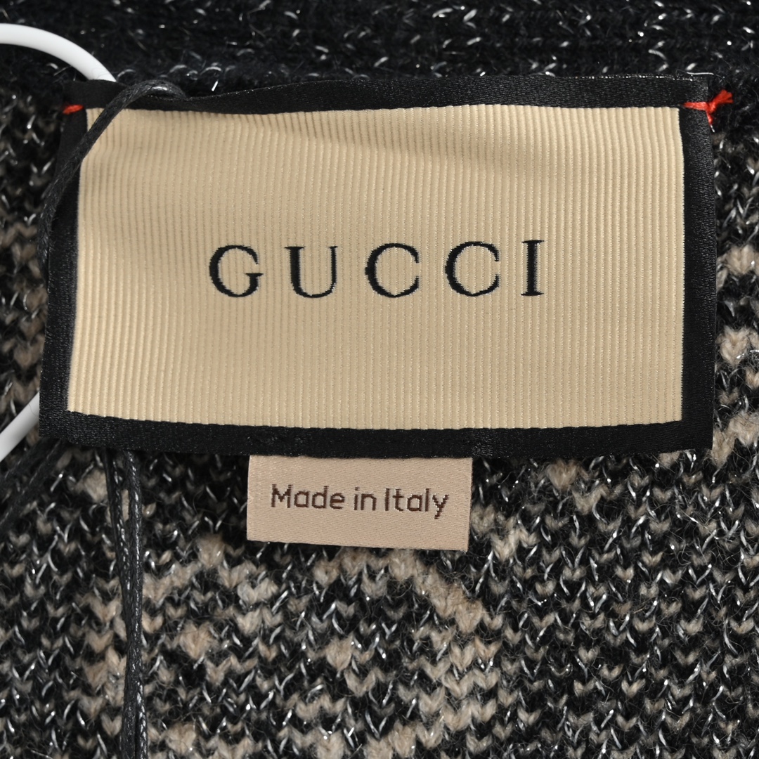 Gucci古驰 22Fw 双G满印金丝开衫毛衣 （