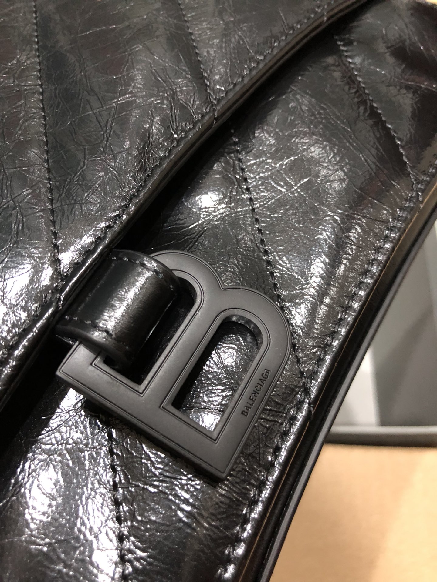 Balenciaga Style Black Leather Chain Bag style reference detail image 3 from source 776234