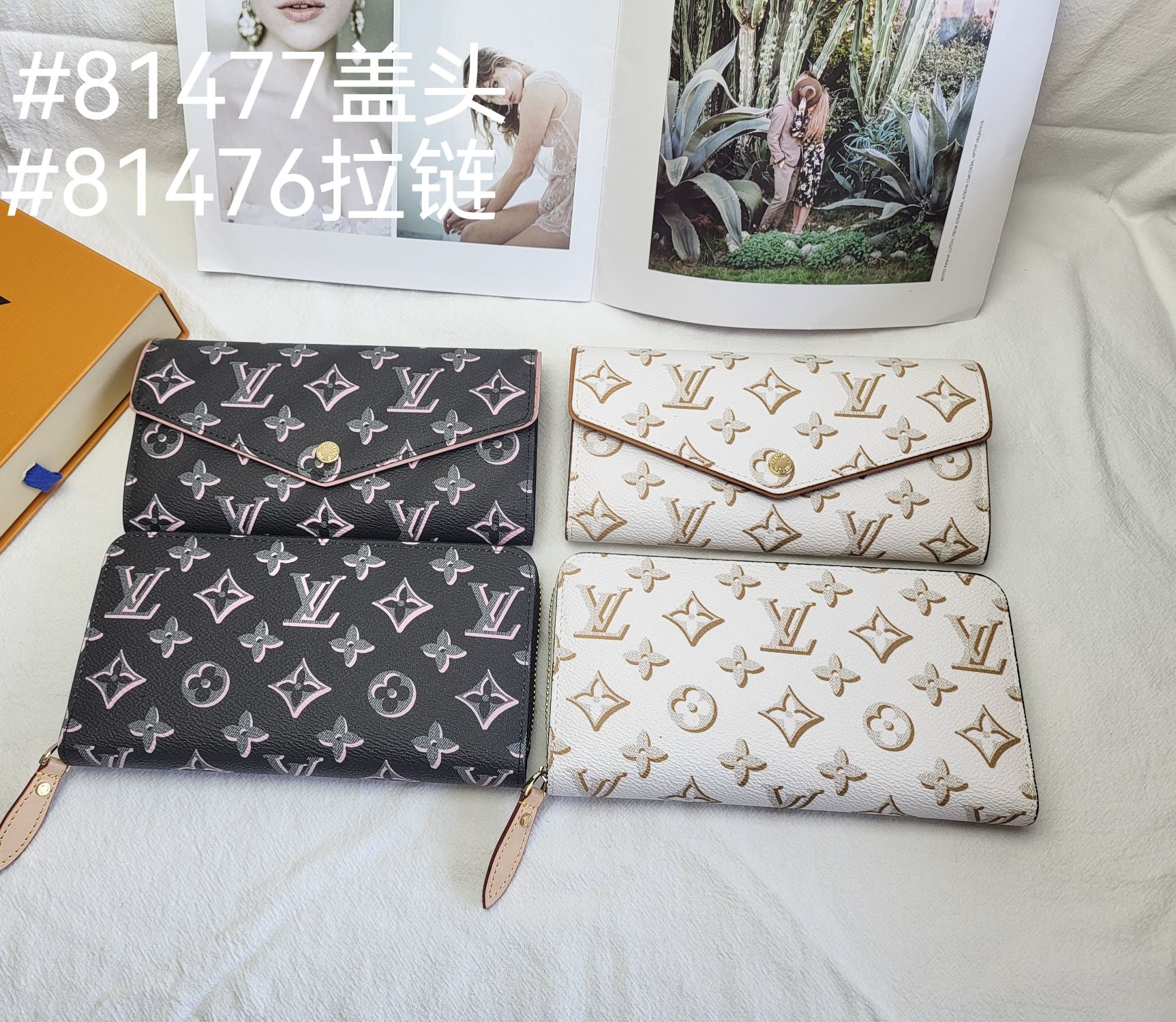 Premium leather zip-around wallet open view