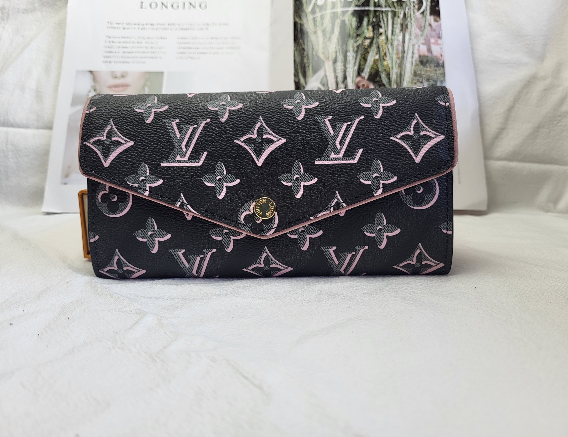 Premium leather zip-around wallet front view