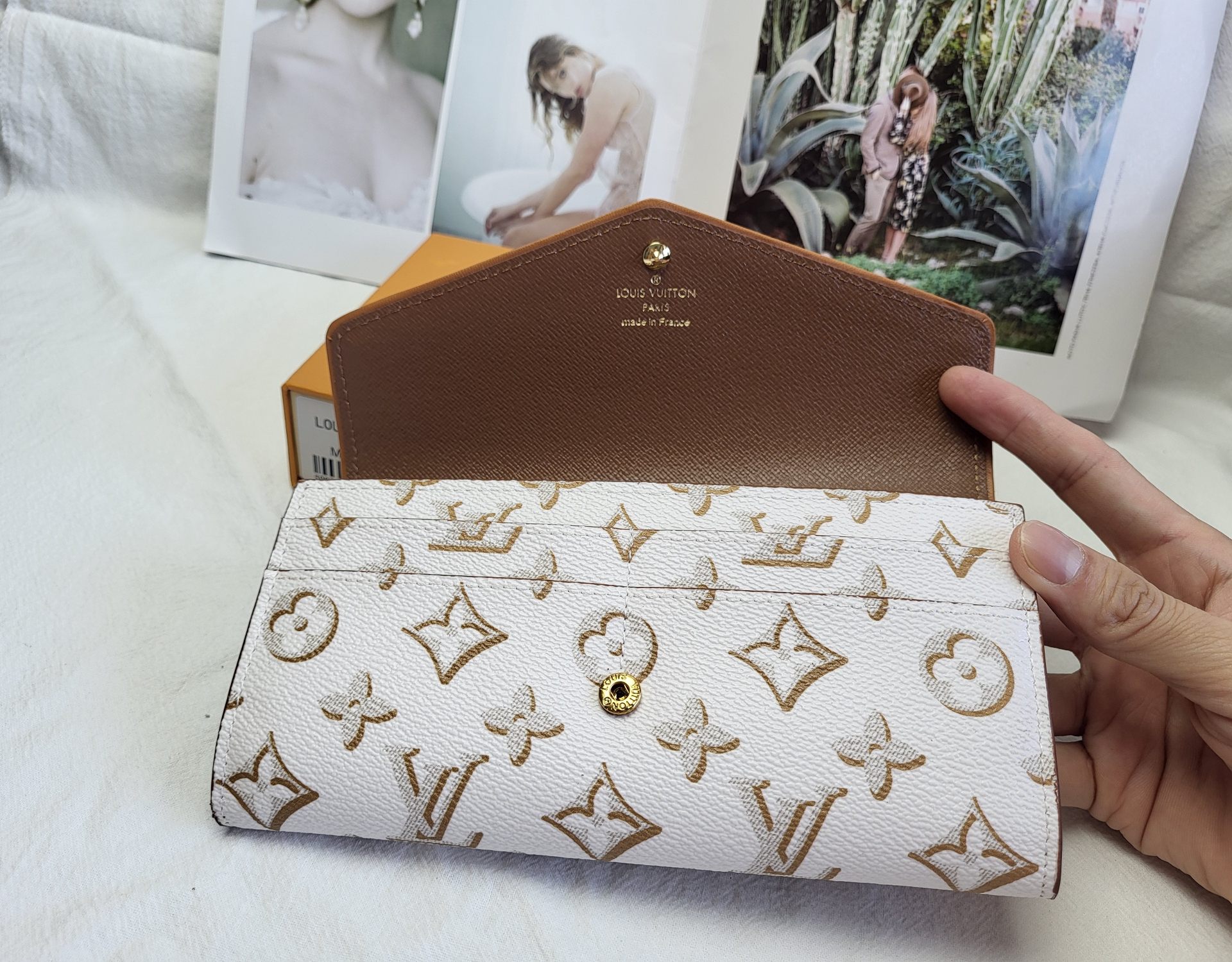 Close-up of the leather texture on the luxury leather zip-around wallet