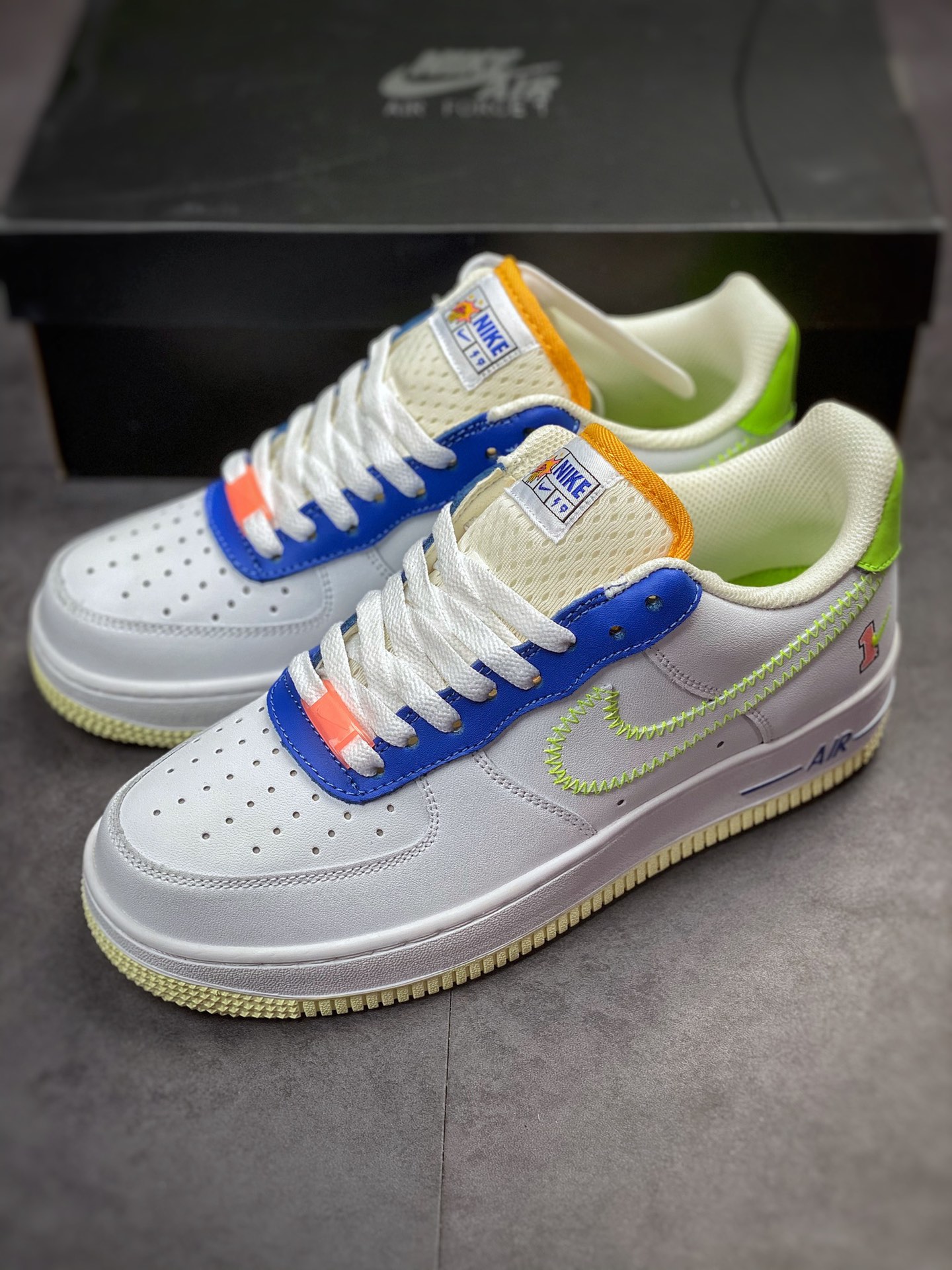 190 Nike Air Force 1 Low 07 荧光白黄蓝 FB1393-111