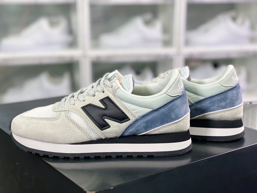 MADE UK 730 series low top retro casual sports jogging shoes ”light gray black fog blue” M730GWK