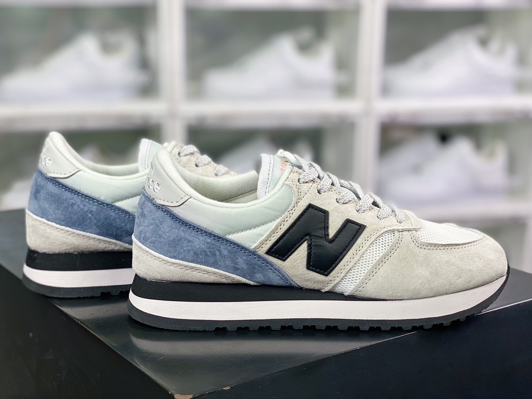 MADE UK 730 series low top retro casual sports jogging shoes ”light gray black fog blue” M730GWK