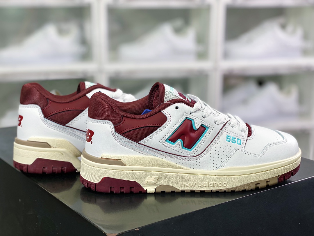 BB550 series classic retro low top casual sports basketball shoes ”leather white moon blue wine red” BB550WBG