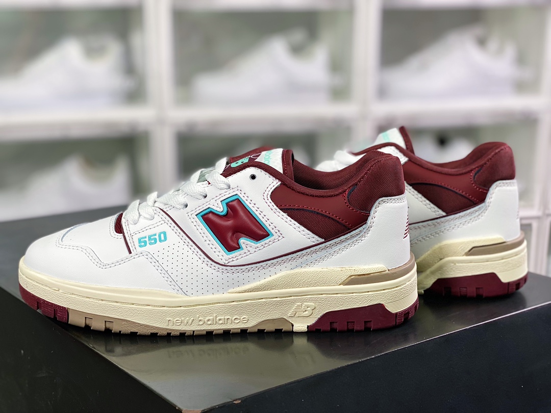 BB550 series classic retro low top casual sports basketball shoes ”leather white moon blue wine red” BB550WBG