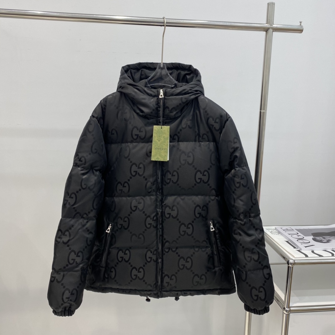 Gucci GG print down jacket, new autumn/winter style, unisex sizes S-XL.-Big cat
