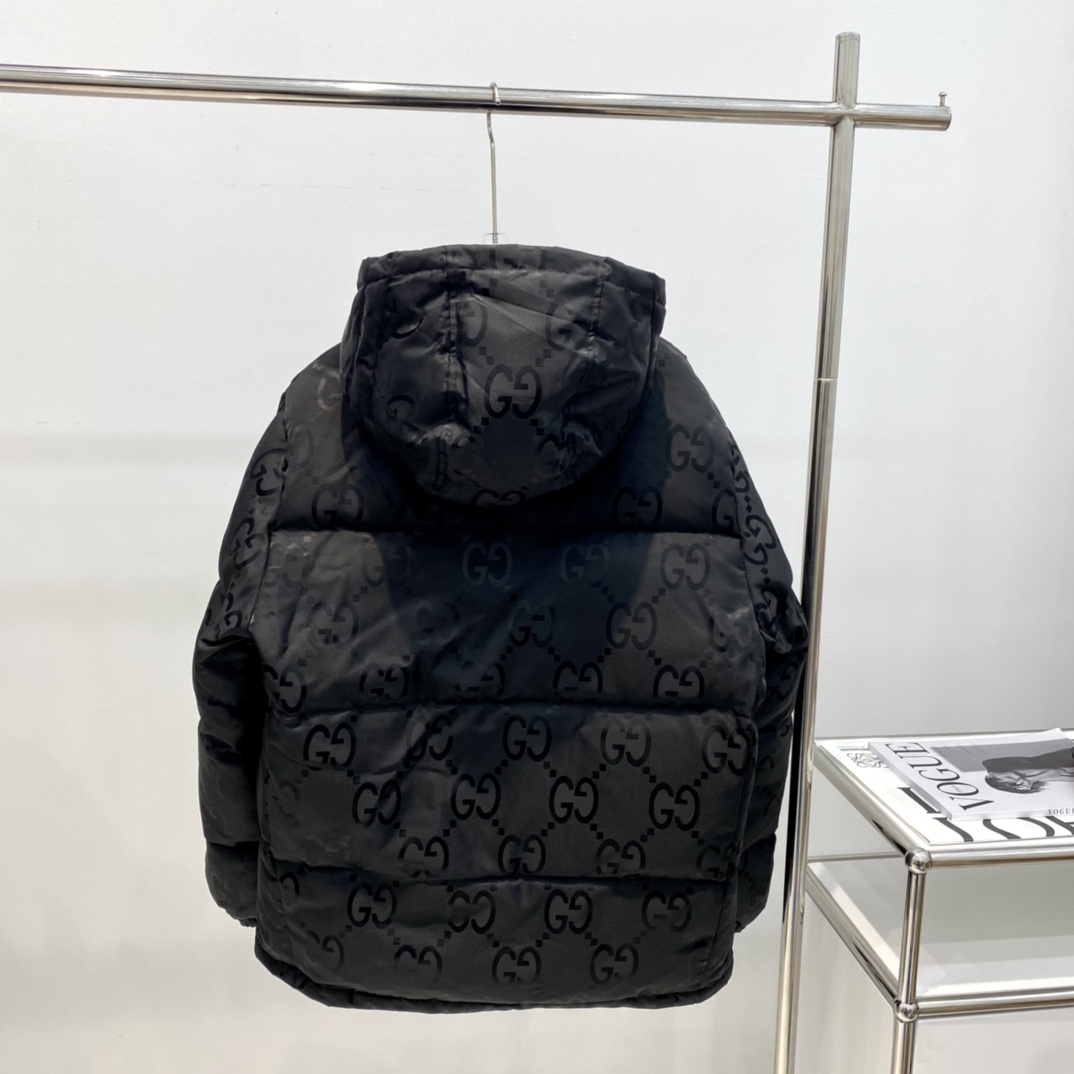 Gucci GG print down jacket, new autumn/winter style, unisex sizes S-XL.-Big cat