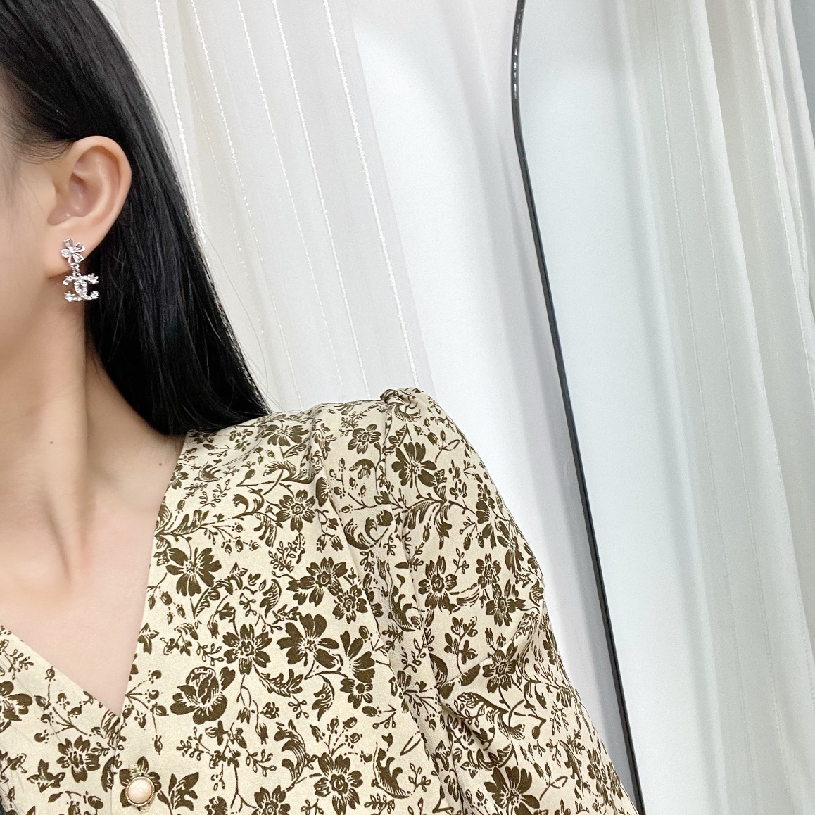 新款☑️CHANEL香奈儿c1双c四叶草耳钉耳环