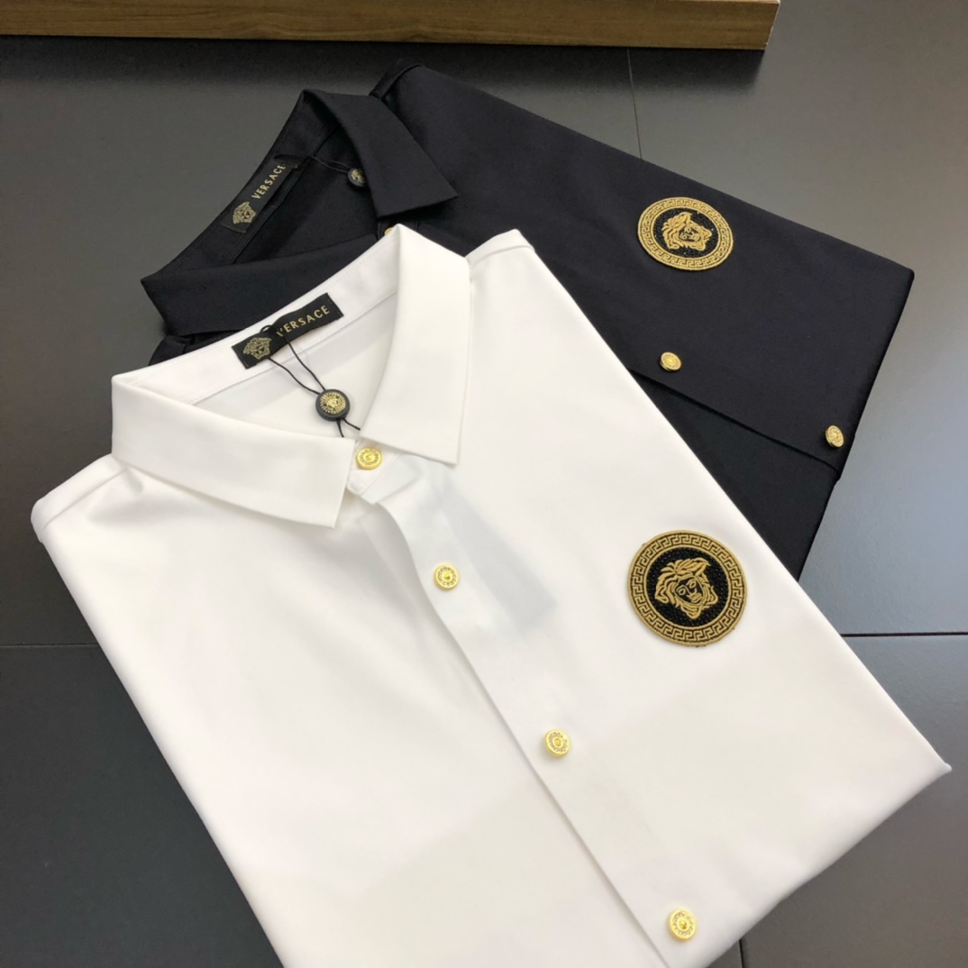 Versace Clothing Shirts & Blouses Embroidery Men Long Sleeve