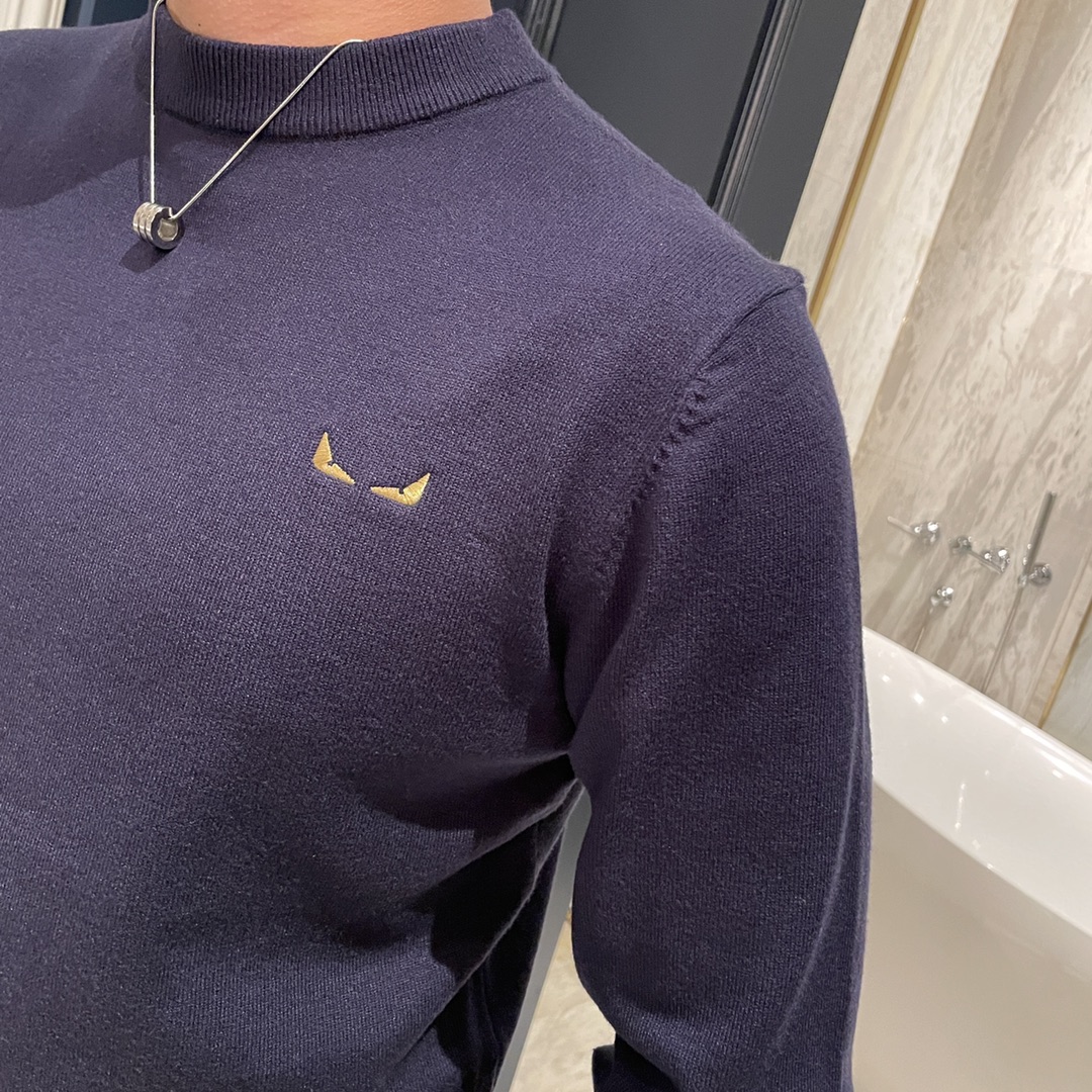 FD 2025AW秋冬新品 专柜同步 时尚别致罗纹圆领单穿打底必备款，采用羊毛混纺针织衫长袖毛衣，简约优