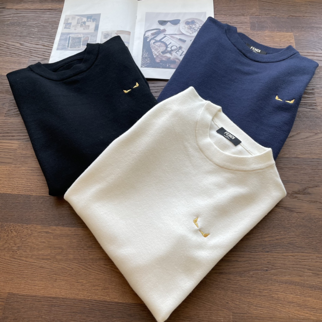 FD 2025AW秋冬新品 专柜同步 时尚别致罗纹圆领单穿打底必备款，采用羊毛混纺针织衫长袖毛衣，简约优