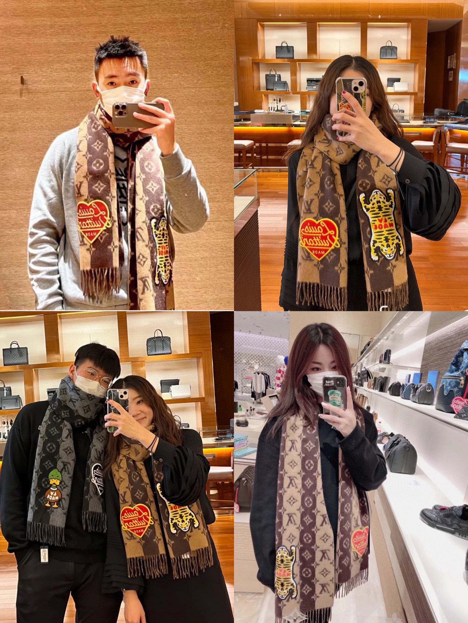 Shop Designer
 Louis Vuitton Scarf Embroidery Women Men Cashmere Fashion