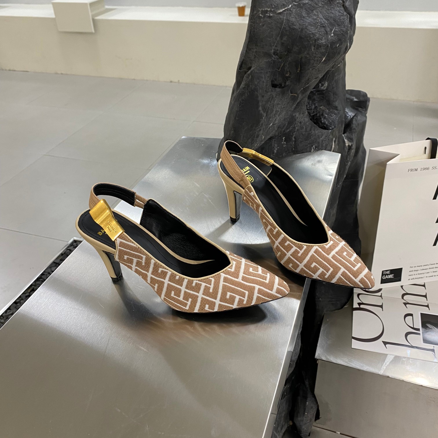 Balmain Scarpe con Tacco Alto Oro Rosso Lucidatura Pelle bovina Cuoio genuino di pecora