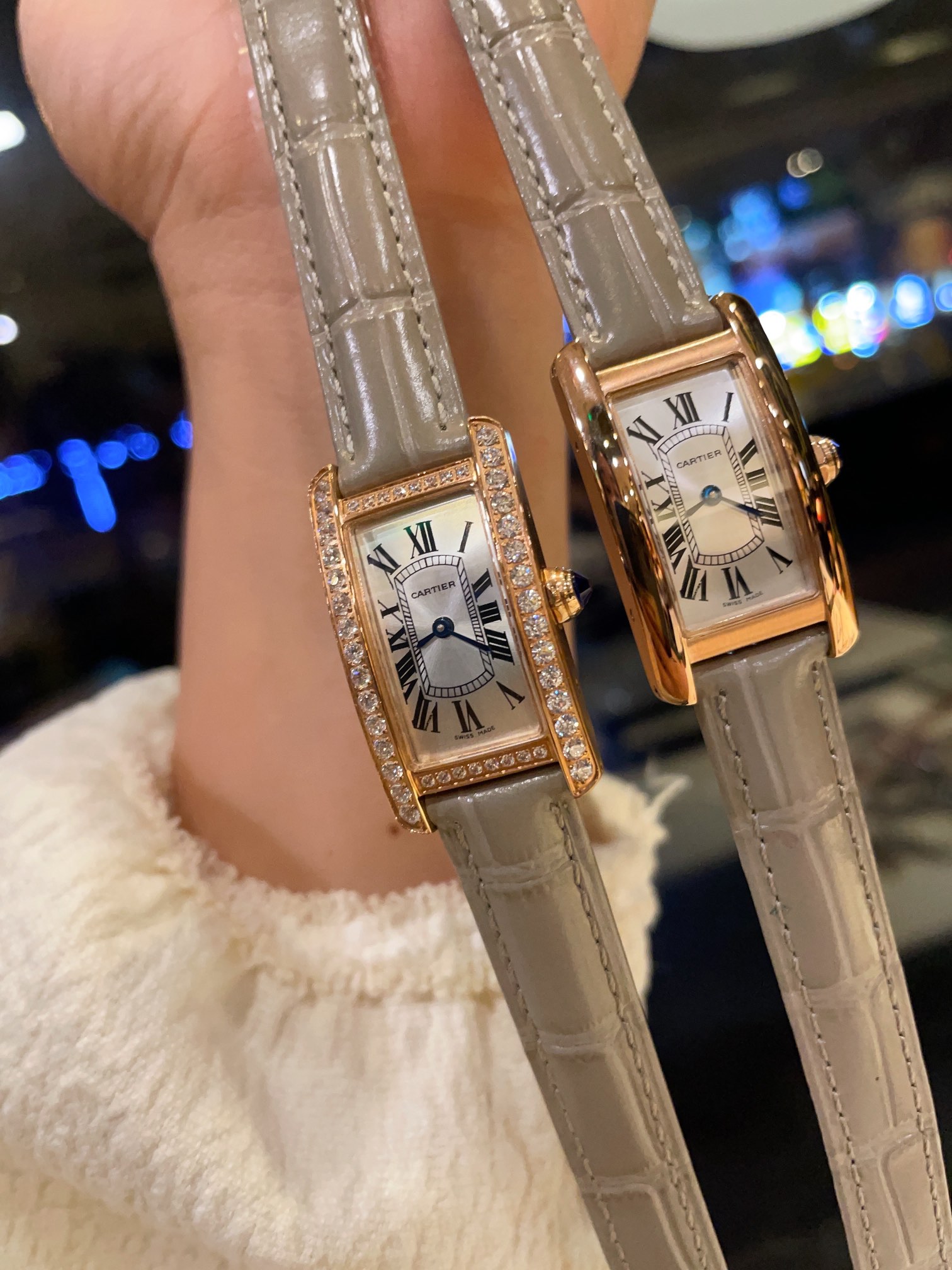 360 卡地亚-Cartier Tank Américaine腕表小号表款采用蓝宝水石