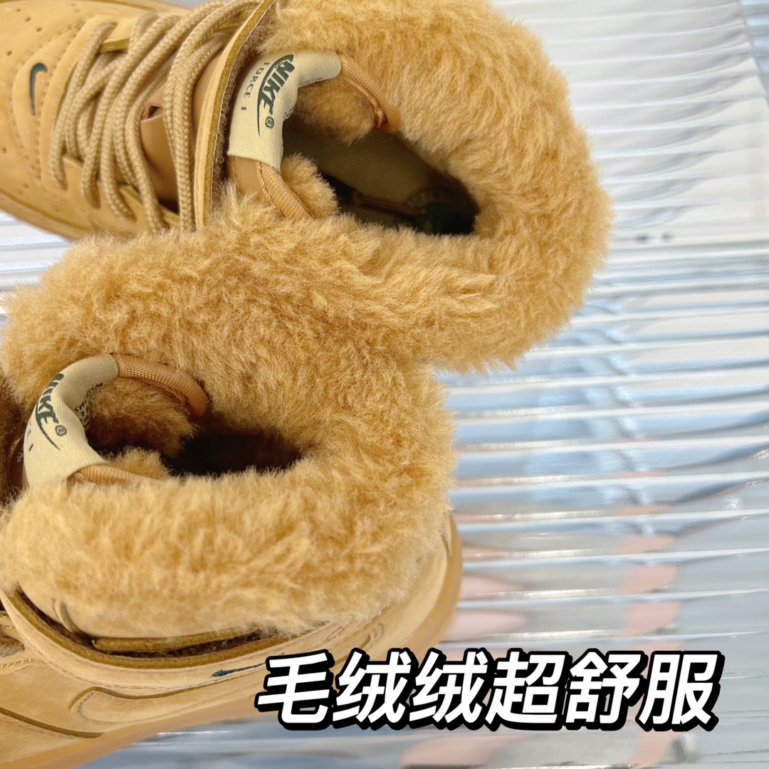 【九宫细节图 超级暖的空军一号来咯～ 超适合🈴️秋冬的高帮板鞋，还是加绒款复古休闲风的热潮-选品中心