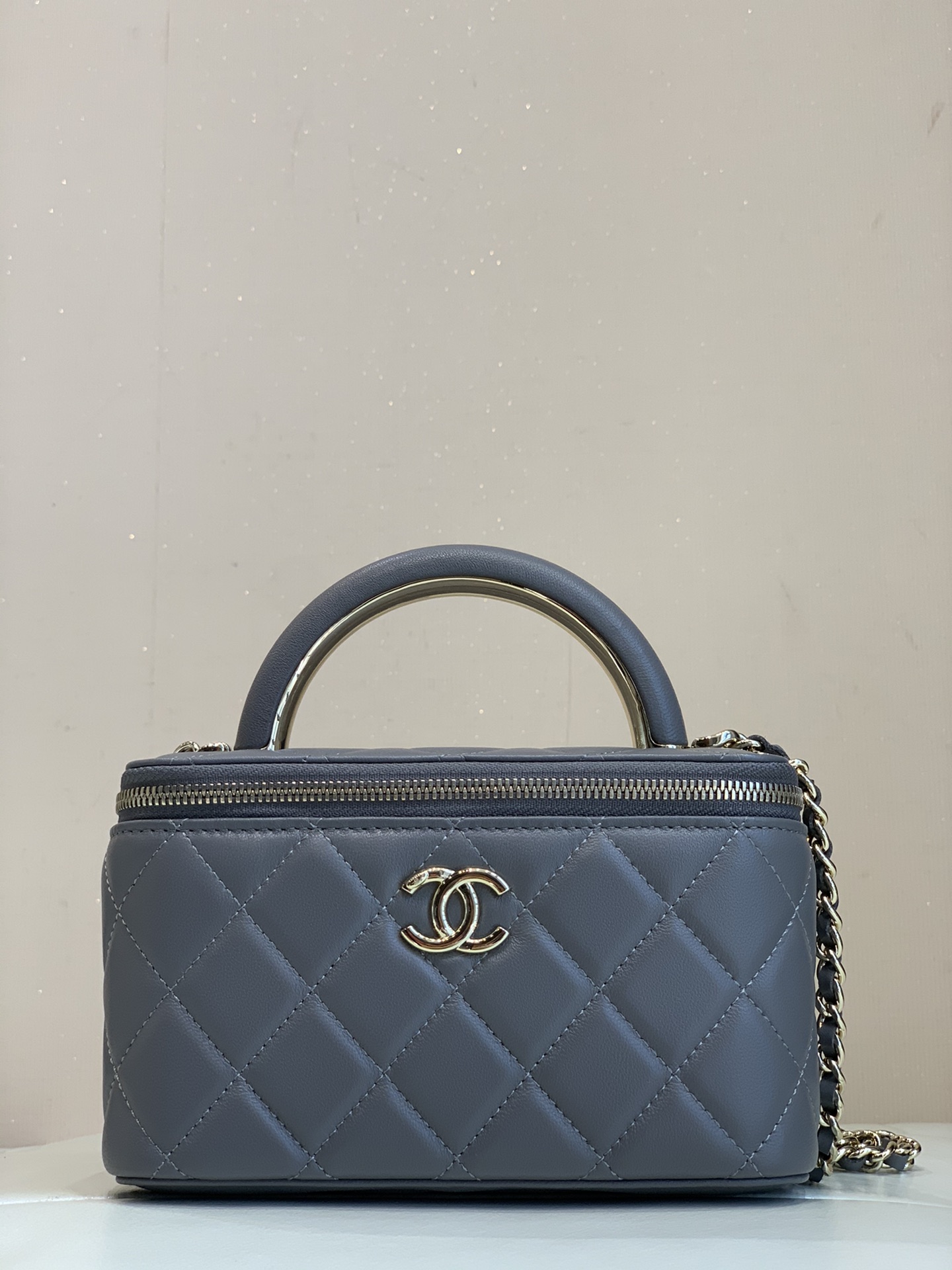 CHANEL nieuwe handgreep box bag ruitpatroon lamsleer stevige vorm lippenstiftvak Italiaans kanaal origineel leer - topkwaliteit