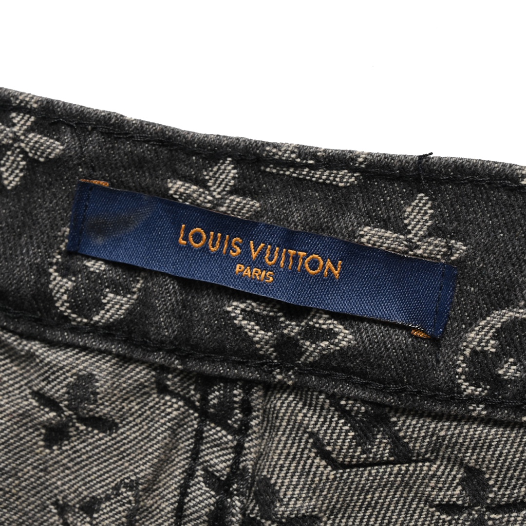 270 Louis Vuitton/路易威登 22Fw 尾灯人像刺绣提花牛仔裤