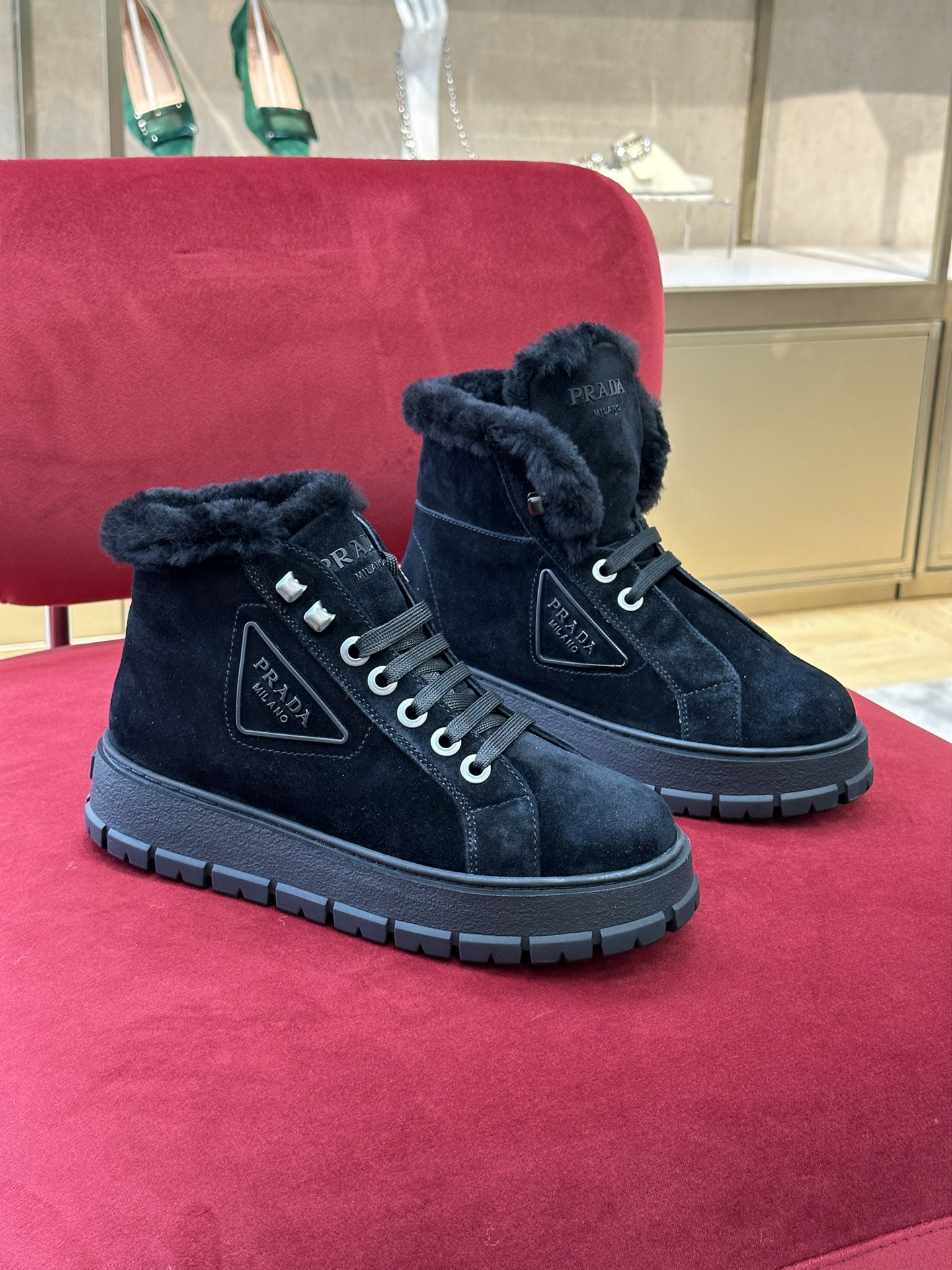 Where can I buy the best 1:1 original
 Prada Shoes Sneakers Chamois Wool Fall/Winter Collection High Tops