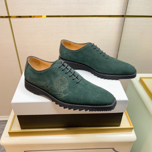 Berluti Men's Green Leather Oxford Shoes - Modern Style, Lightweight Sole