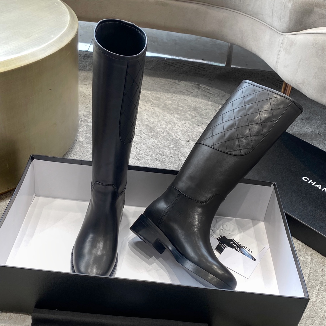 CHANEL 가을/겨울 여성 부츠 슬립온 스트레이트 부츠 라이더 부츠 이탈리아산 천연가죽 아웃솔
