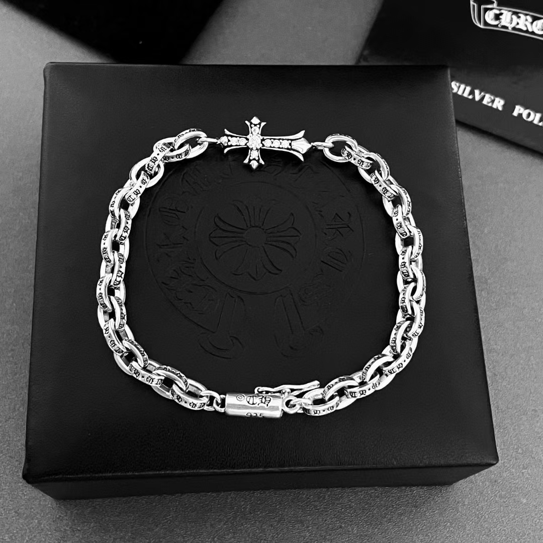 Chrome Hearts Jewelry Bracelet Red Set With Diamonds Unisex Vintage