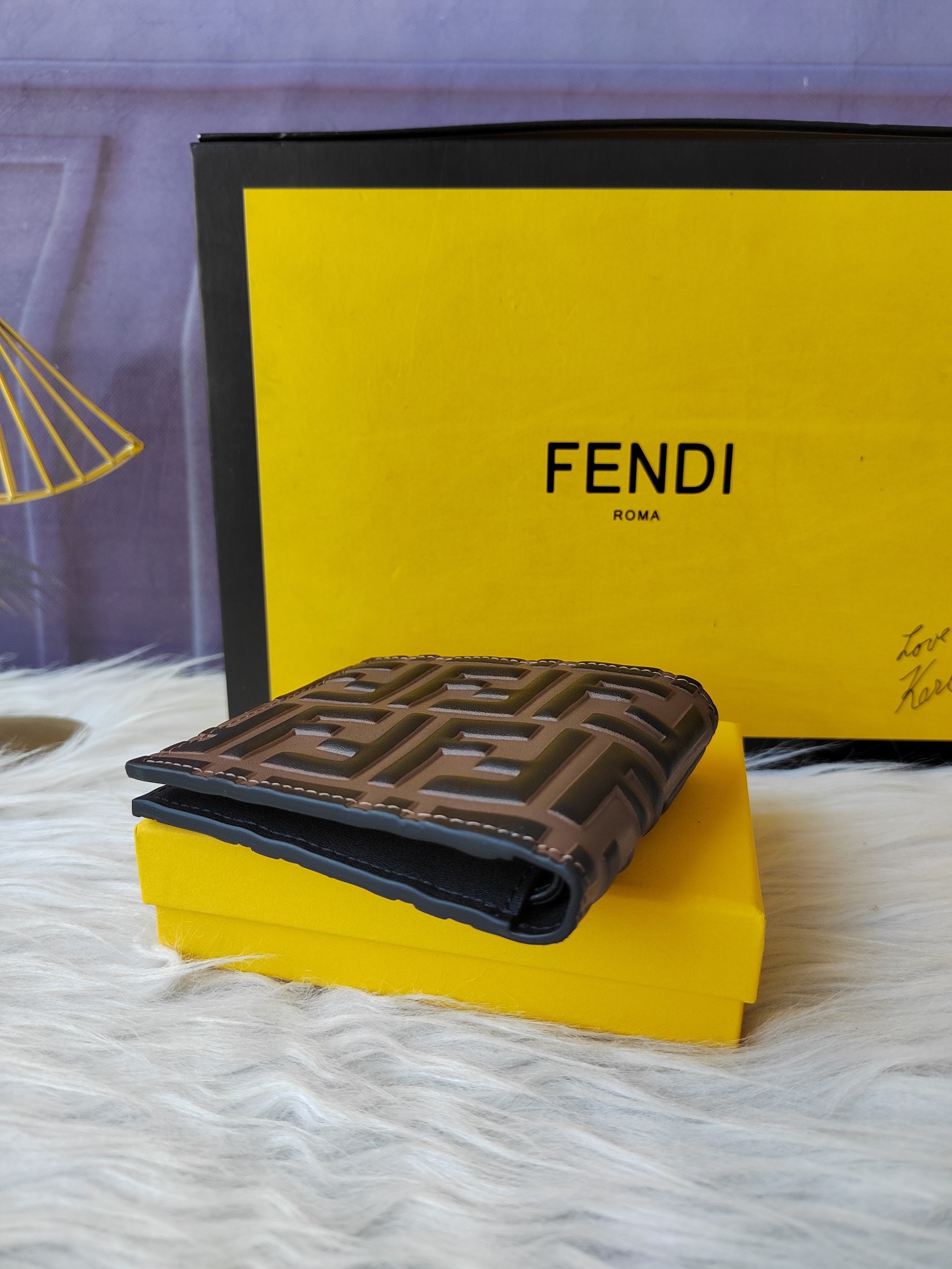 FFパターン メンズレザー財布 - 8つのカードスロット付き