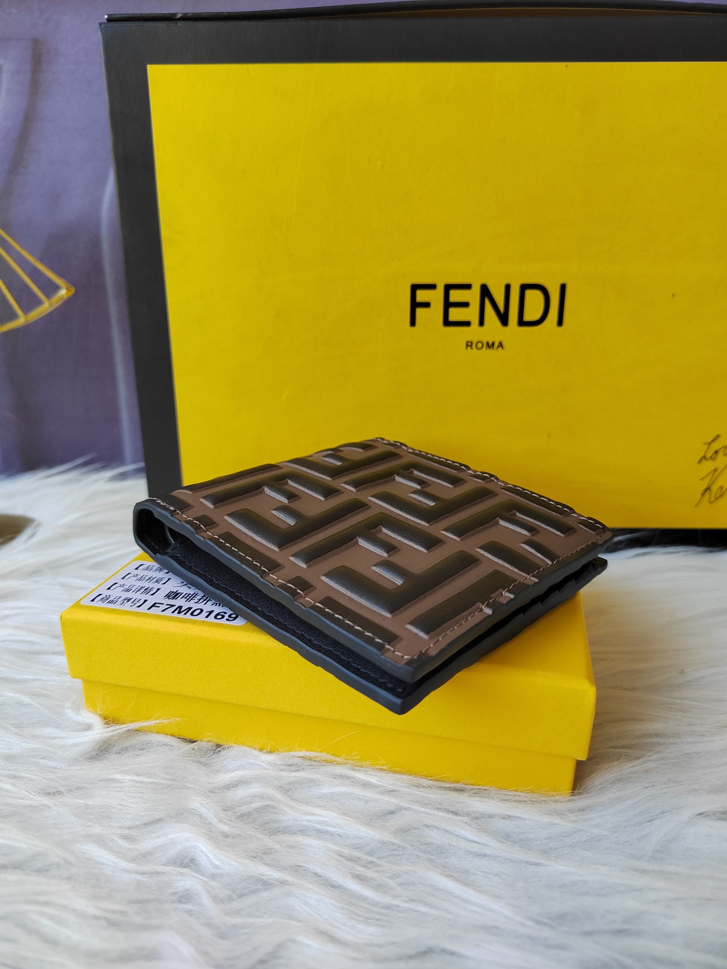 FFパターン メンズレザー財布 - 8つのカードスロット付き