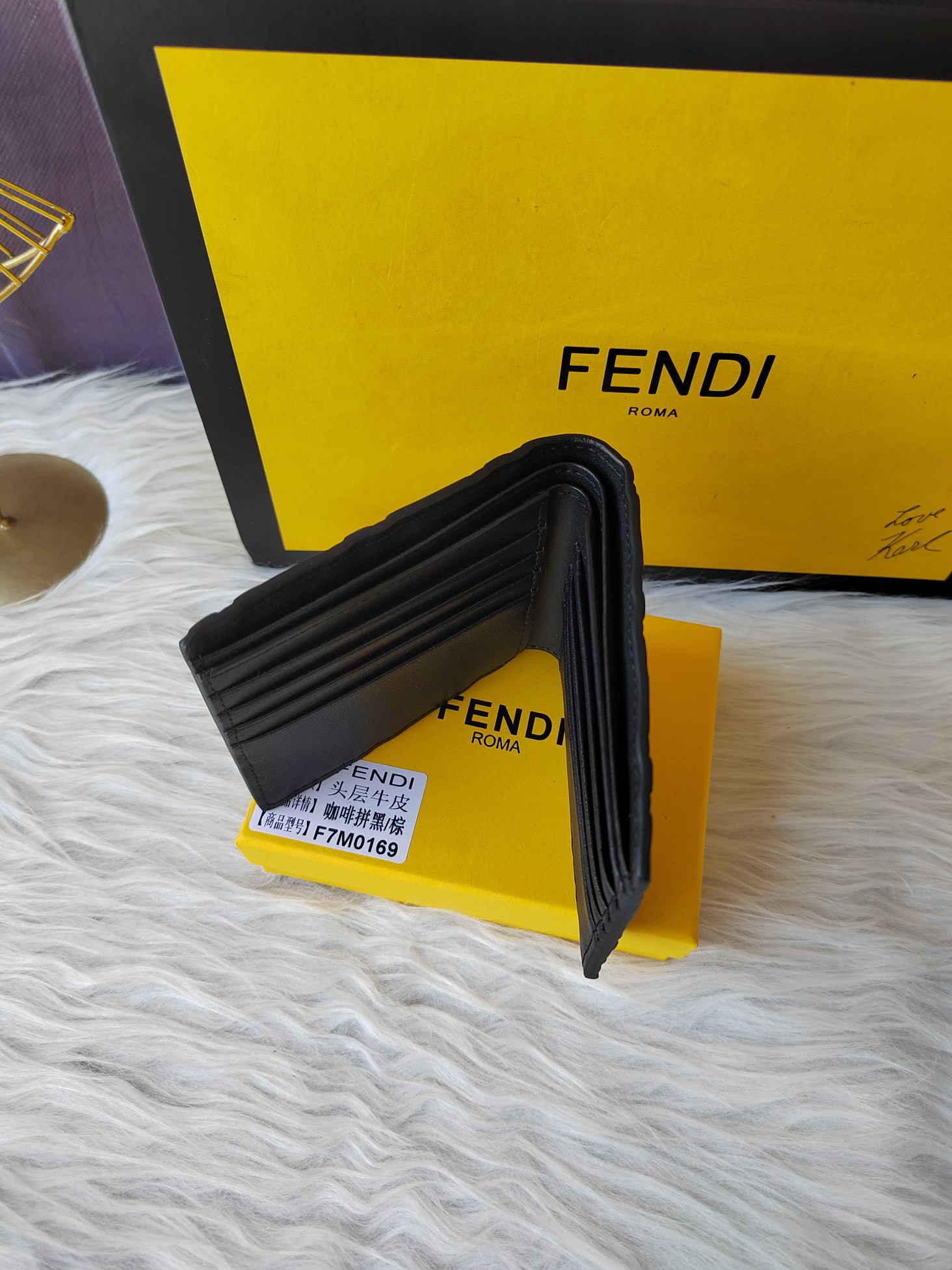 FFパターン メンズレザー財布 - 8つのカードスロット付き