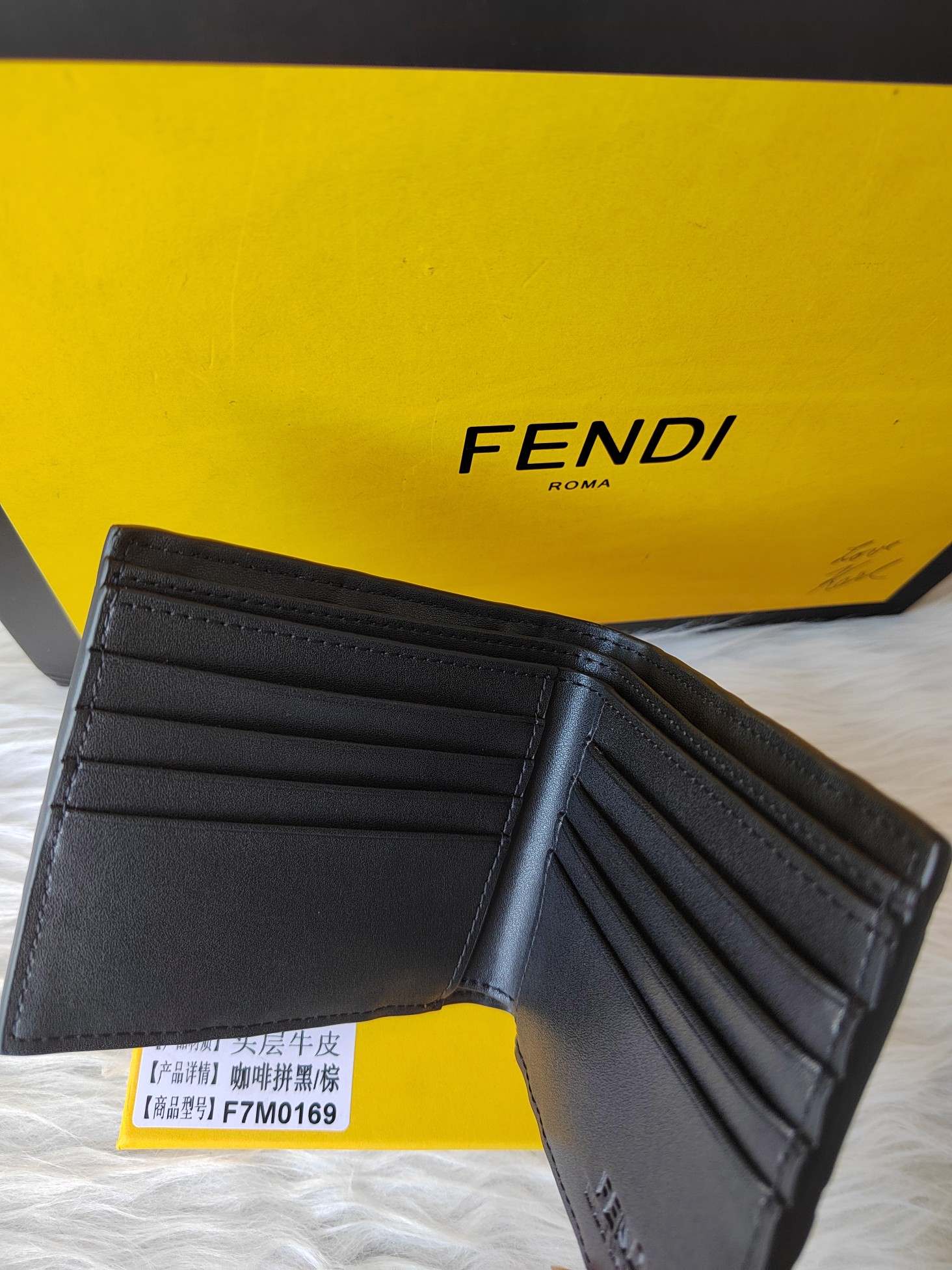 FFパターン メンズレザー財布 - 8つのカードスロット付き